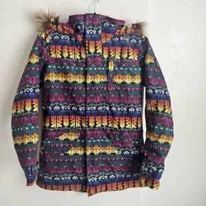 Burton DRYRIDE Girls L 14/16 Snowboard Ski Jacket Faux Fur Hood